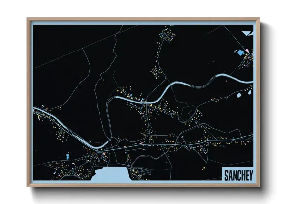 Une affiche de carte sur Sanchey