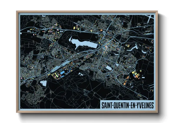Une affiche de carte sur Saint-Quentin-en-Yvelines