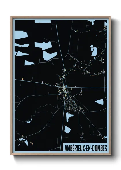 Une affiche de carte sur Ambérieux-en-Dombes