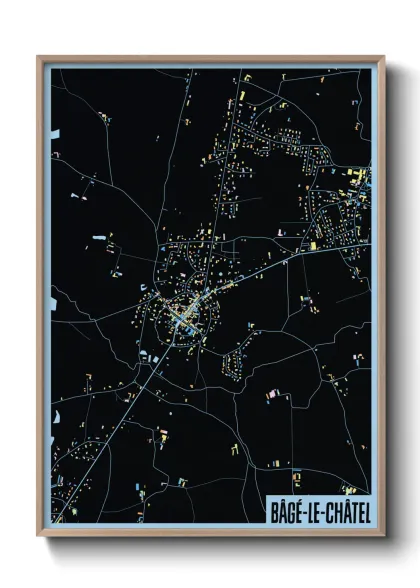 Une affiche de carte sur Bâgé-le-Châtel