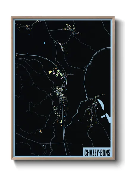 Une affiche de carte sur Chazey-Bons