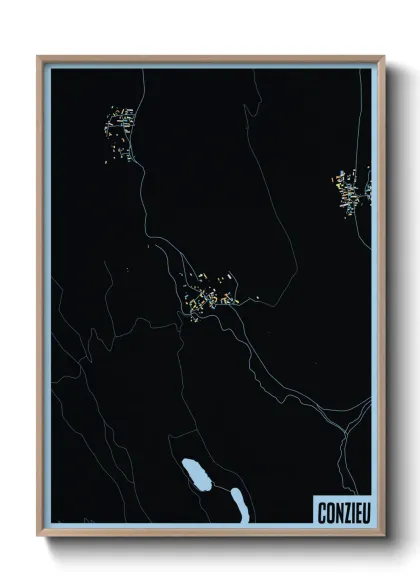 Une affiche de carte sur Conzieu