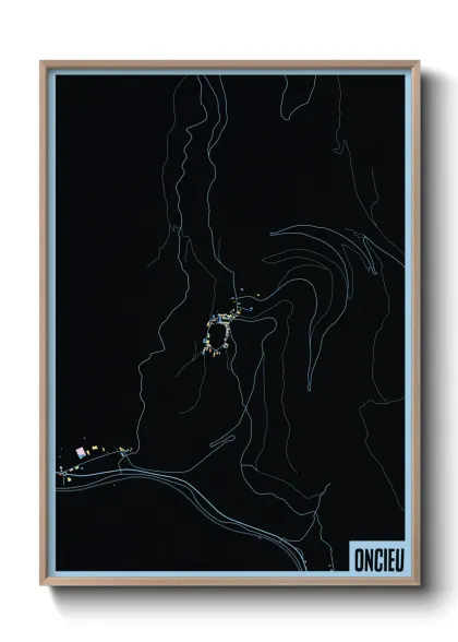 Une affiche de carte sur Oncieu