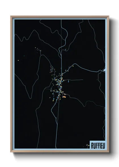 Une affiche de carte sur Ruffieu