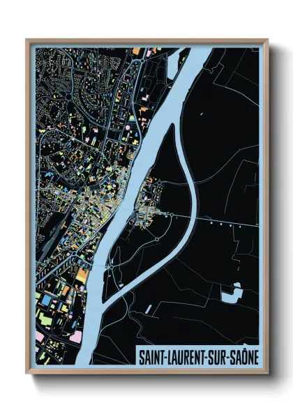 Une affiche de carte sur Saint-Laurent-sur-Saône