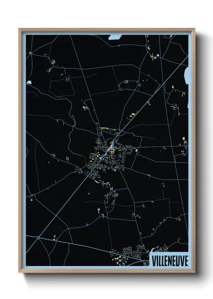Une affiche de carte sur Villeneuve