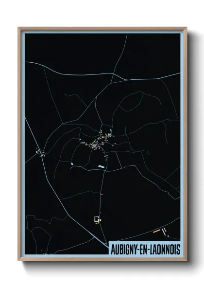 Une affiche de carte sur Aubigny-en-Laonnois