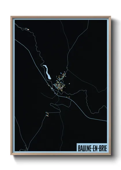 Une affiche de carte sur Baulne-en-Brie