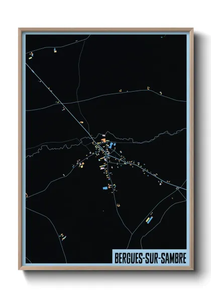 Une affiche de carte sur Bergues-sur-Sambre