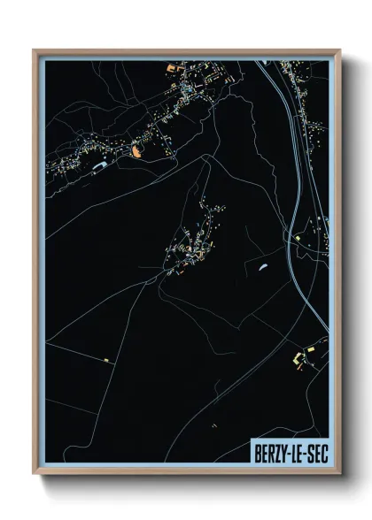 Une affiche de carte sur Berzy-le-Sec