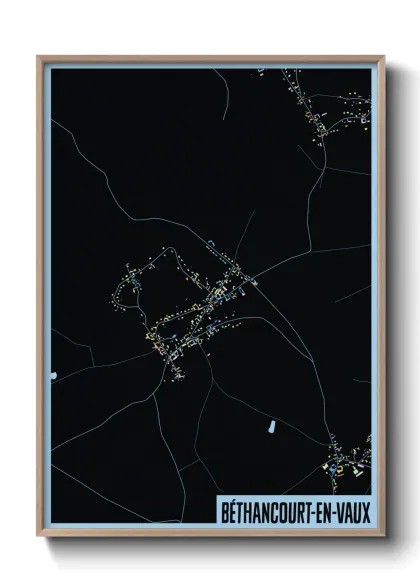 Une affiche de carte sur Béthancourt-en-Vaux