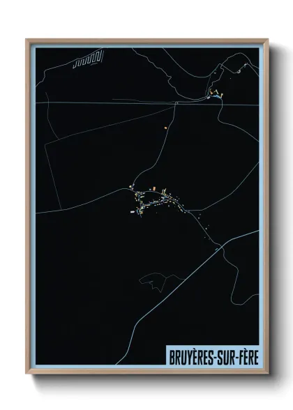 Une affiche de carte sur Bruyères-sur-Fère