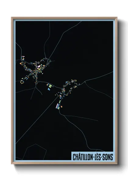 Une affiche de carte sur Châtillon-lès-Sons