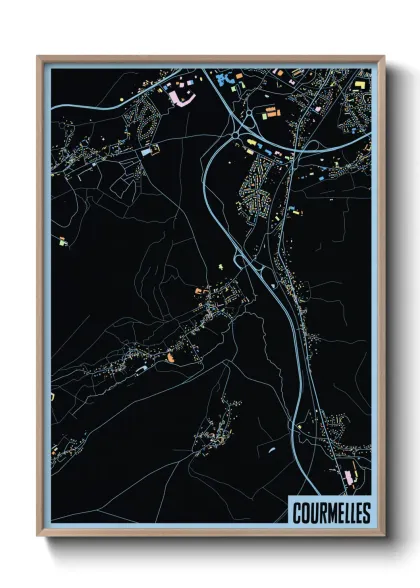 Une affiche de carte sur Courmelles