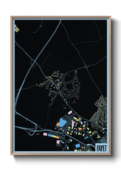 Une affiche de carte sur Fayet