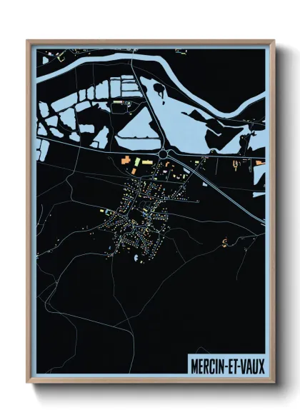 Une affiche de carte sur Mercin-et-Vaux