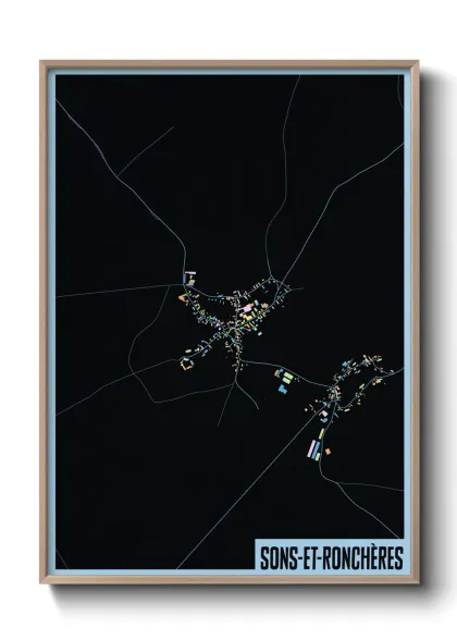 Une affiche de carte sur Sons-et-Ronchères