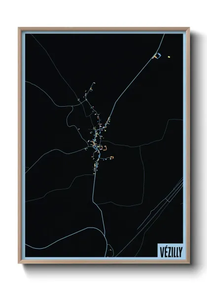 Une affiche de carte sur Vézilly