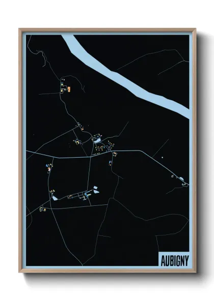Une affiche de carte sur Aubigny