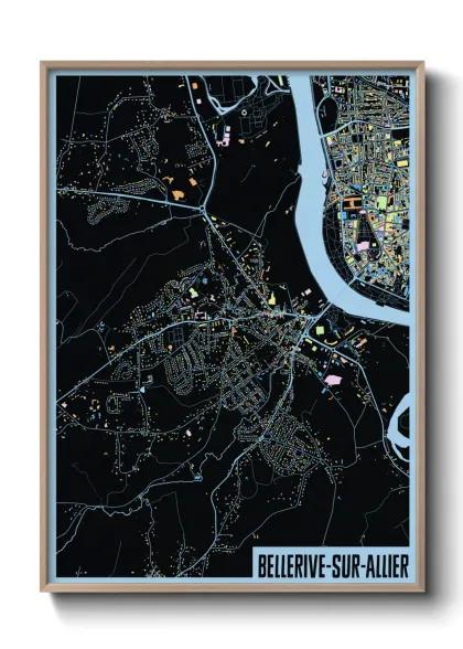 Une affiche de carte sur Bellerive-sur-Allier