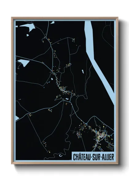 Une affiche de carte sur Château-sur-Allier