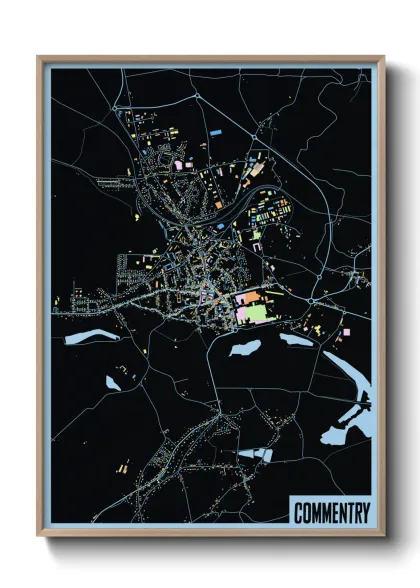 Une affiche de carte sur Commentry