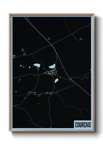 Une affiche de carte sur Courçais