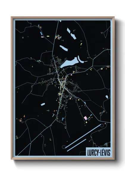 Une affiche de carte sur Lurcy-Lévis