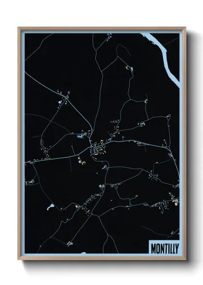 Une affiche de carte sur Montilly