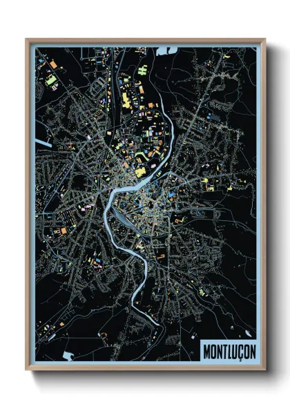 Une affiche de carte sur Montluçon