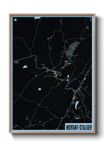 Une affiche de carte sur Noyant-d'Allier