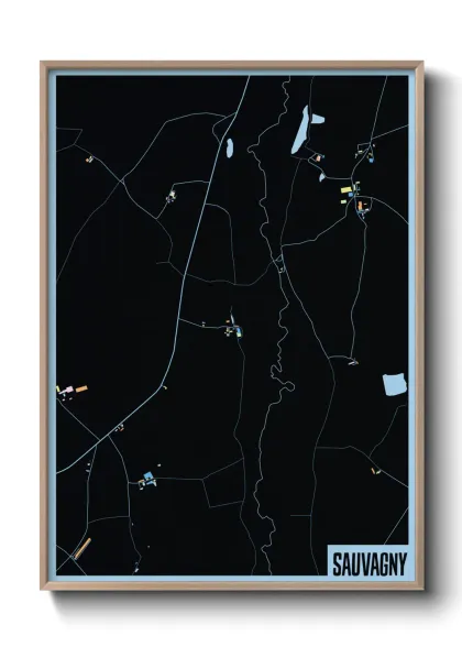 Une affiche de carte sur Sauvagny