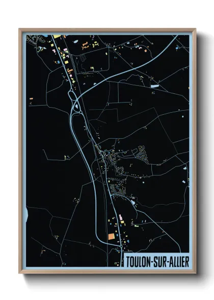Une affiche de carte sur Toulon-sur-Allier