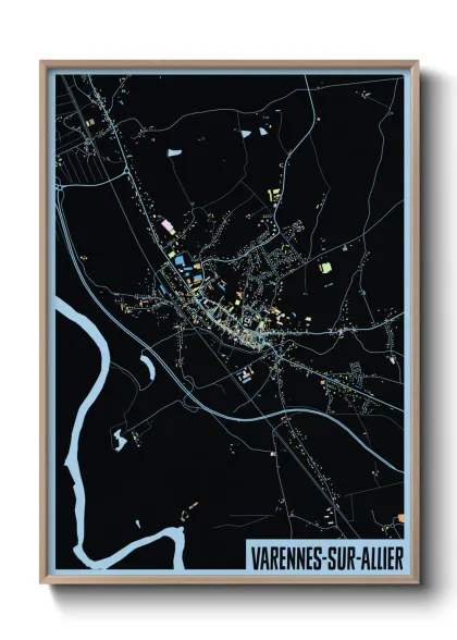 Une affiche de carte sur Varennes-sur-Allier