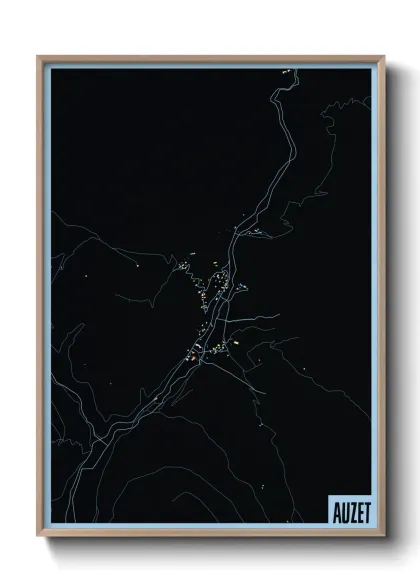 Une affiche de carte sur Auzet