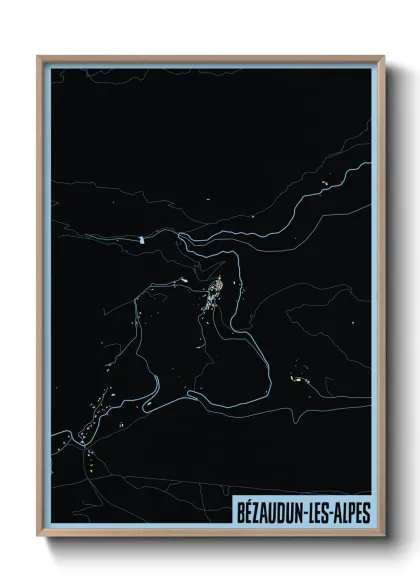 Une affiche de carte sur Bézaudun-les-Alpes