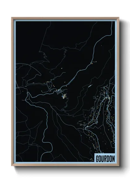 Une affiche de carte sur Gourdon