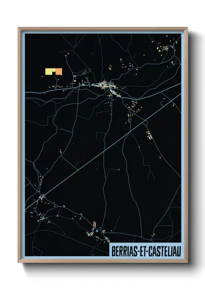 Une affiche de carte sur Berrias-et-Casteljau