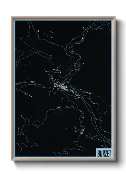 Une affiche de carte sur Burzet