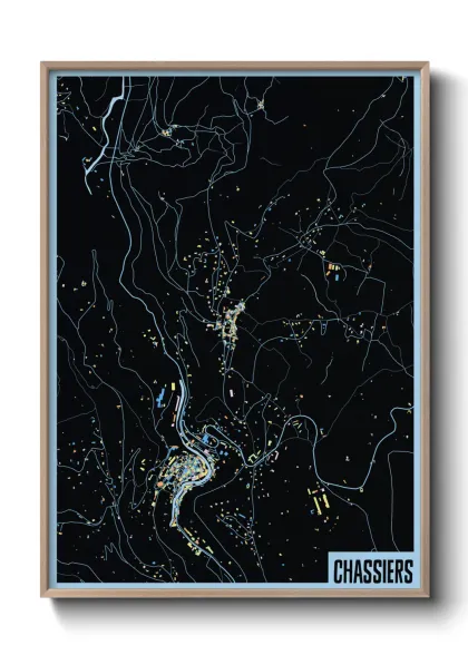 Une affiche de carte sur Chassiers