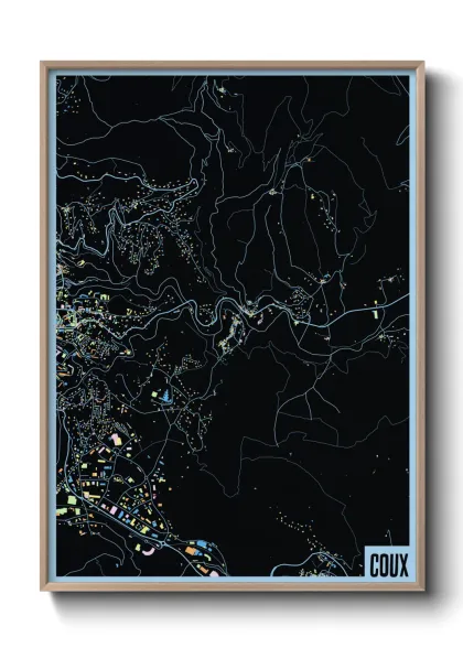 Une affiche de carte sur Coux
