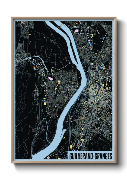 Une affiche de carte sur Guilherand-Granges