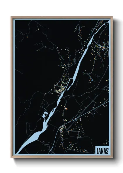 Une affiche de carte sur Lanas