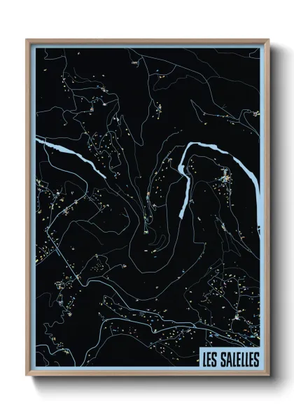 Une affiche de carte sur Les Salelles