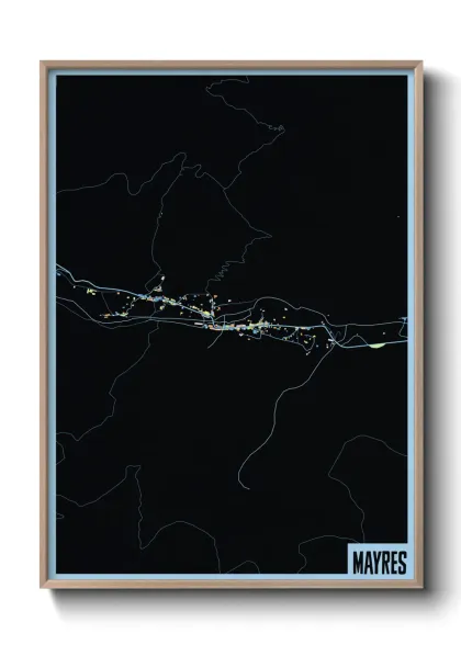 Une affiche de carte sur Mayres