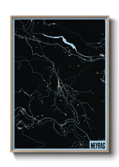 Une affiche de carte sur Meyras