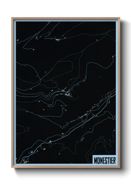 Une affiche de carte sur Monestier