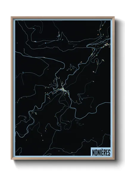 Une affiche de carte sur Nonières