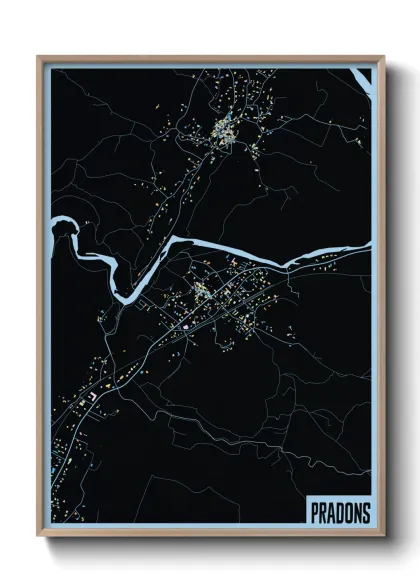 Une affiche de carte sur Pradons