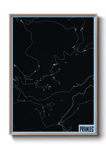 Une affiche de carte sur Pranles